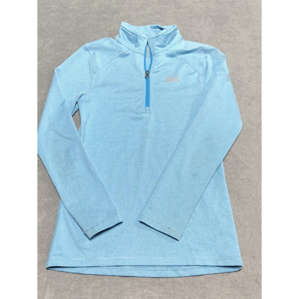 REI Girls Youth Small Blue Quarter Zip Pullover Long Sleeve Outdoor Hiking